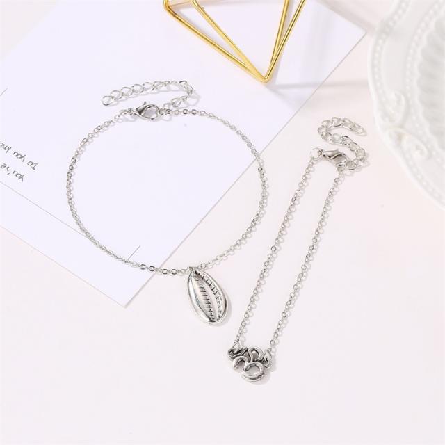 Shell pendant double-layer chain anklet