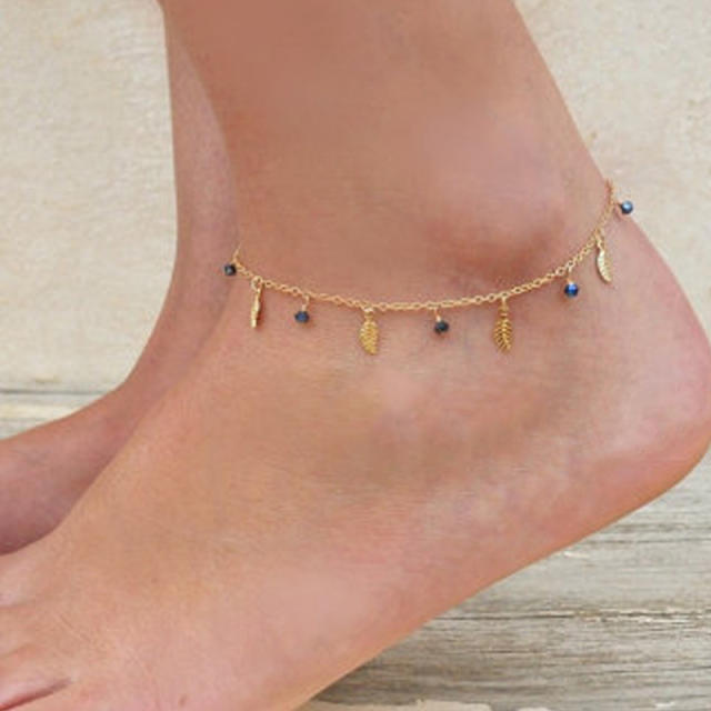 Leaves charm chain anklet