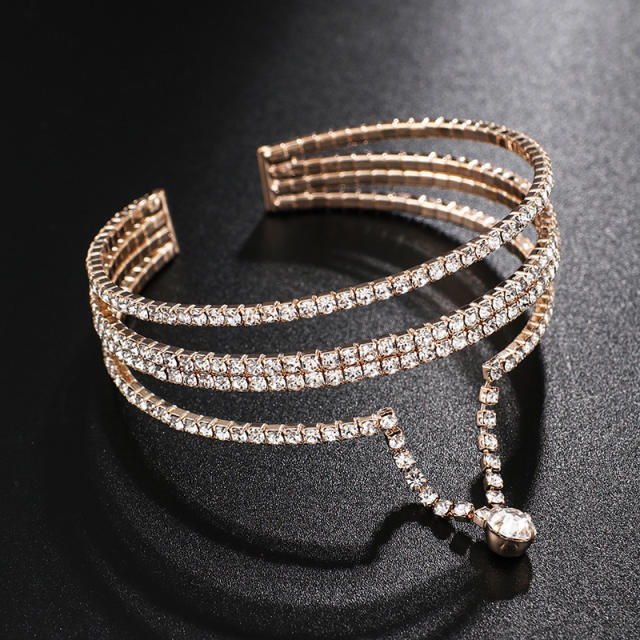 Four rows personalized diamond-embedded steel wire elastic bracele