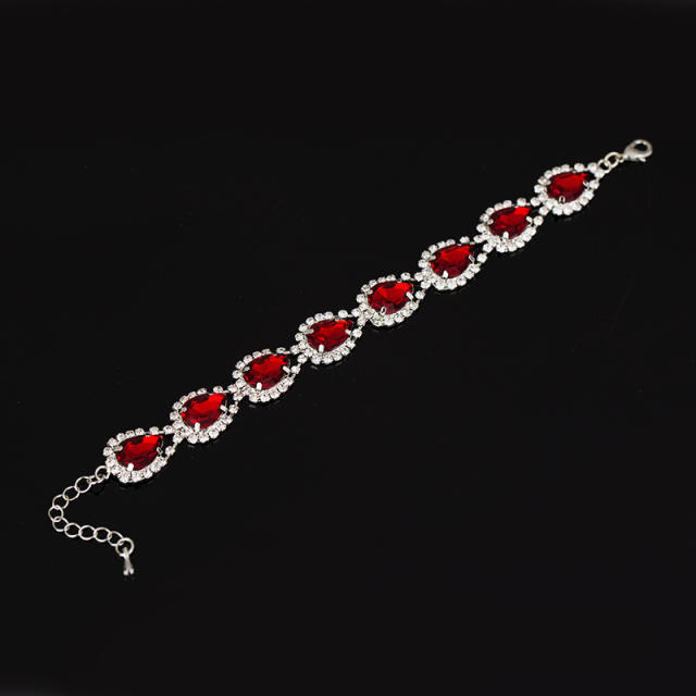 Red color glass crystal diamond bangle