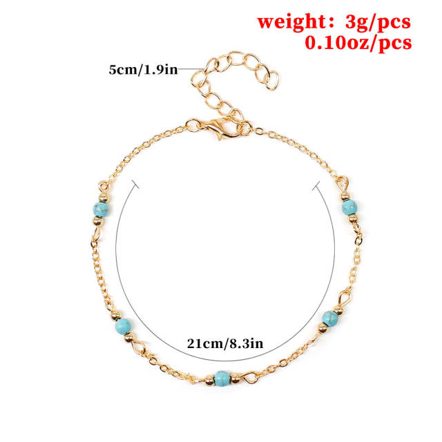 Turquoise beads chain anklet