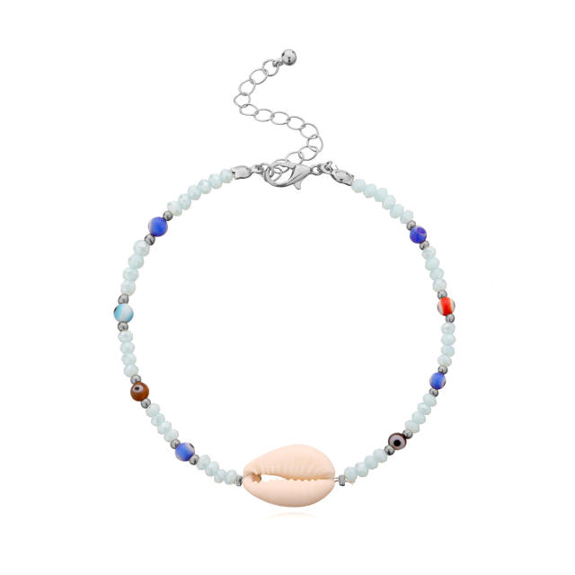 Shell seed beads anklet