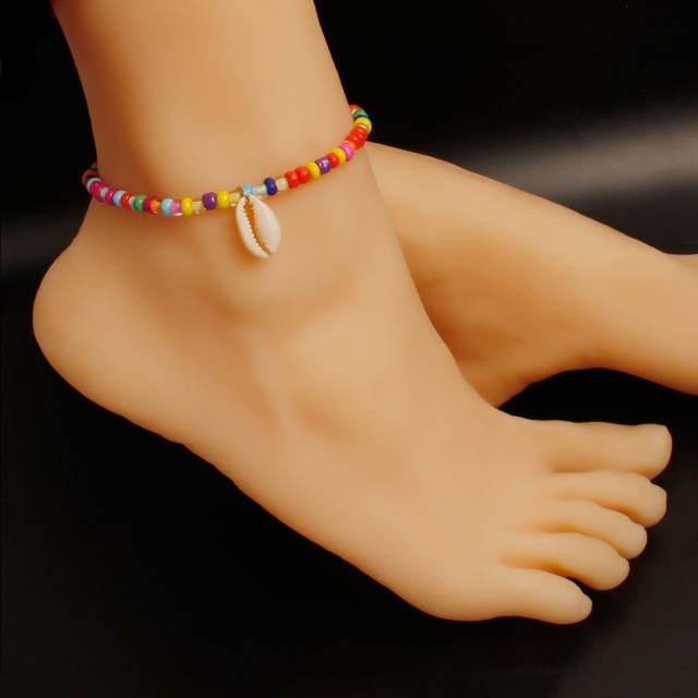 Shell seed beads anklet