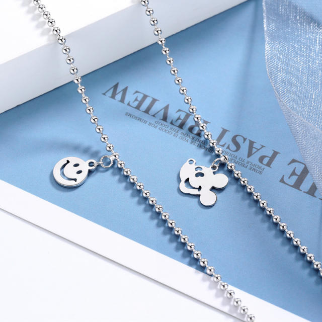Smiling face dainty charm anklet