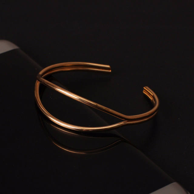 Double layers alloy open bangle