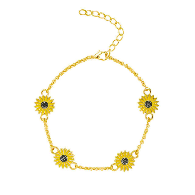Sun flower pendant chain anklet