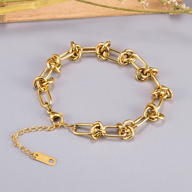 18KG personality knotted stainless steel chain bracelet