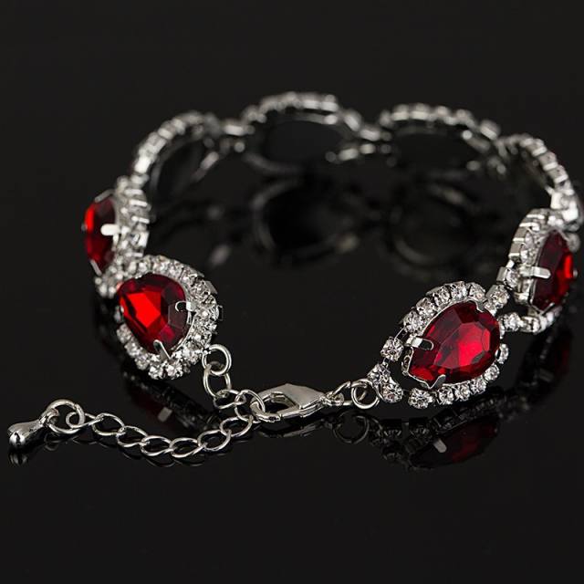 Red color glass crystal diamond bangle