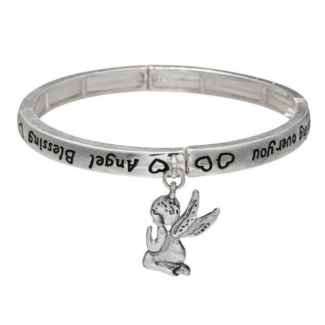 Angel charm bangle bracelet