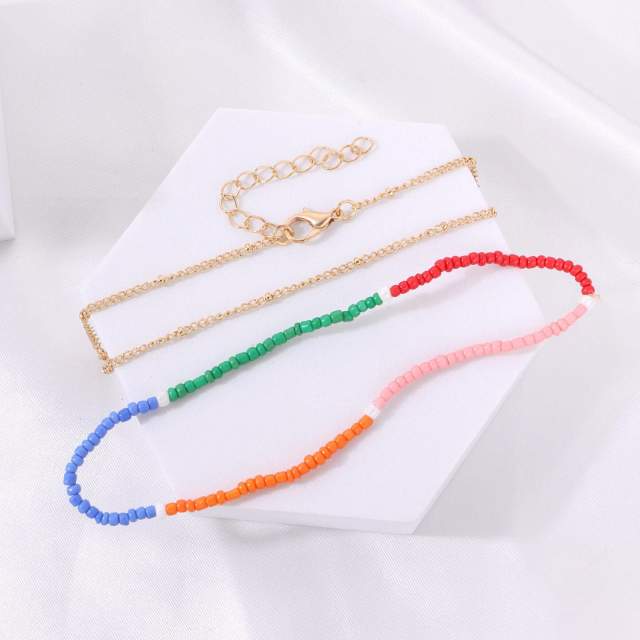 Seed beads chian anklet 2 pcs set