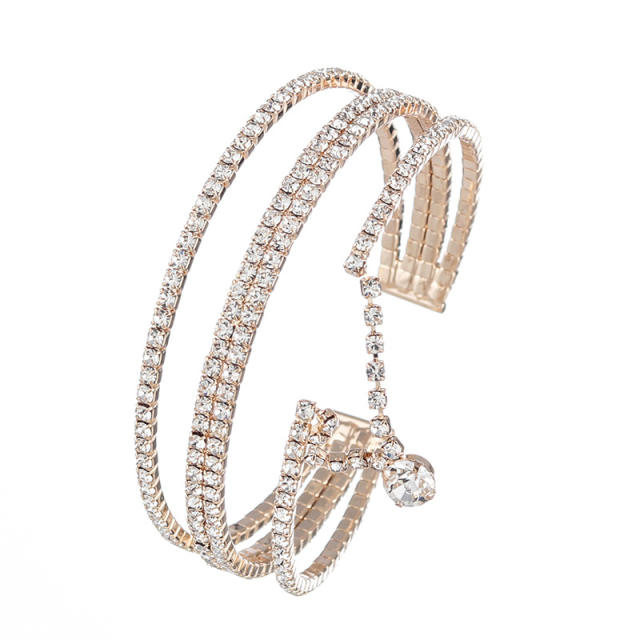 Four rows personalized diamond-embedded steel wire elastic bracele