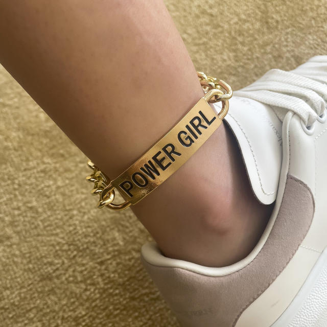 Letters curb chain anklet