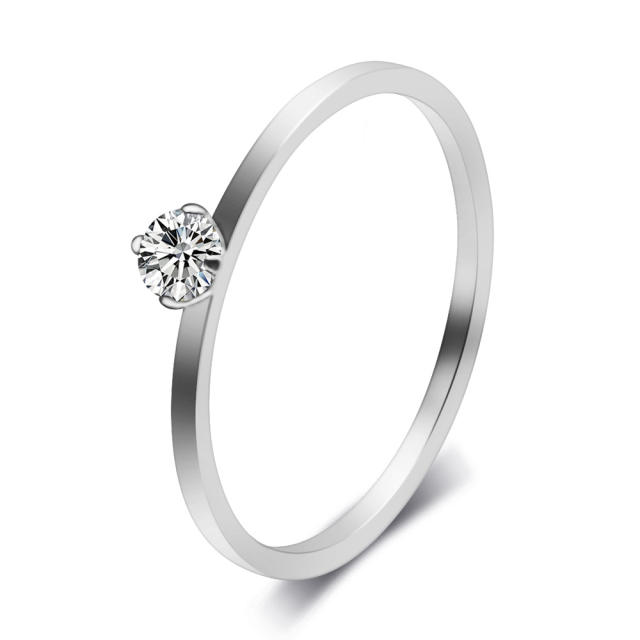 Simple diamond titanium steel ring