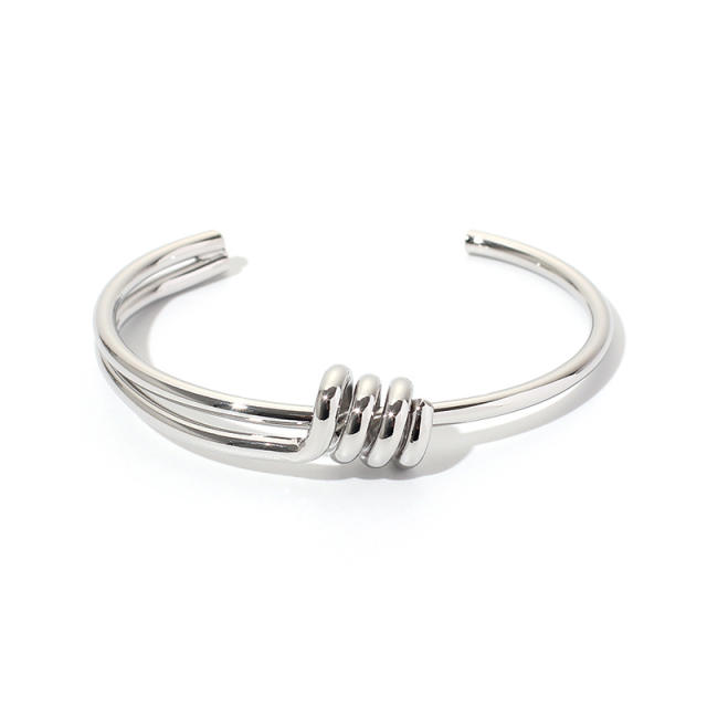 Double layers knot open cuff bangle