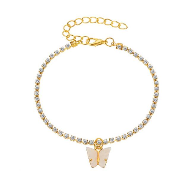 Butterfly Pendant tennis chain anklet