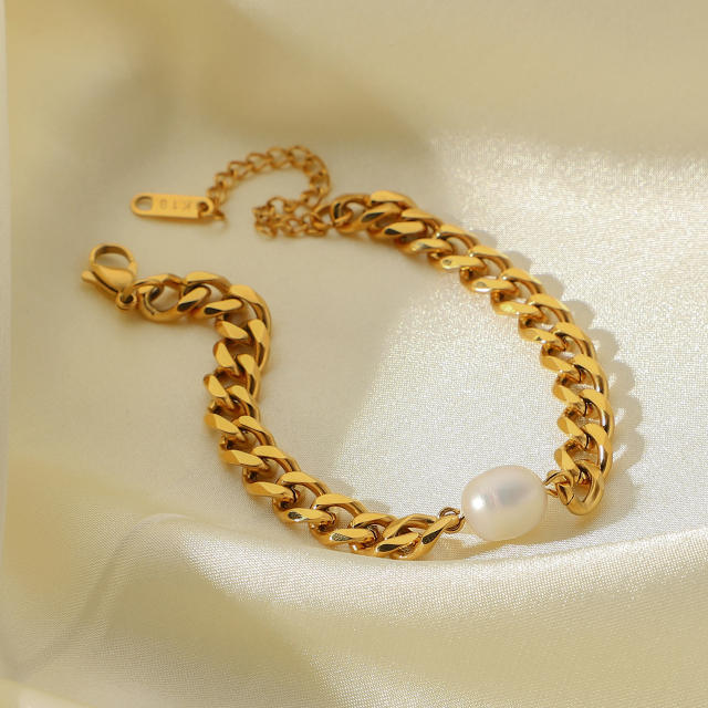 18KG stainless steel pearl chain bracelet