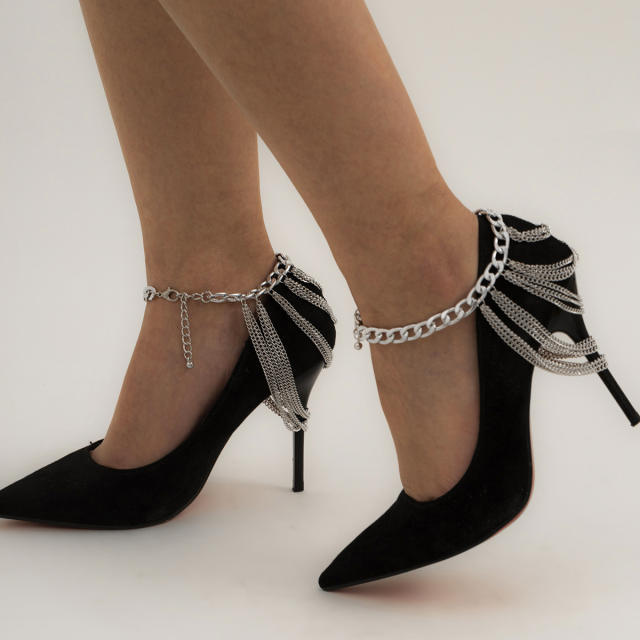Multilayers tassels chain anklet