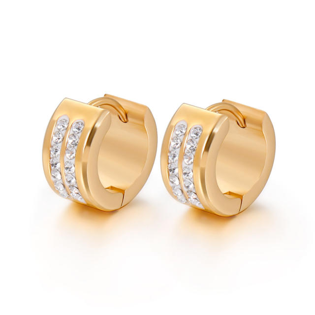 316L stainless steel diamond huggie earrings