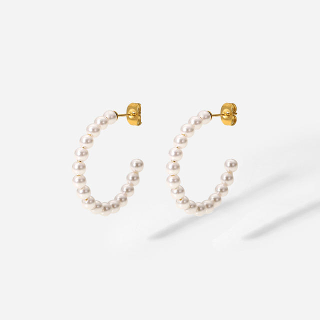 30mm small size pearl open hoop earrings