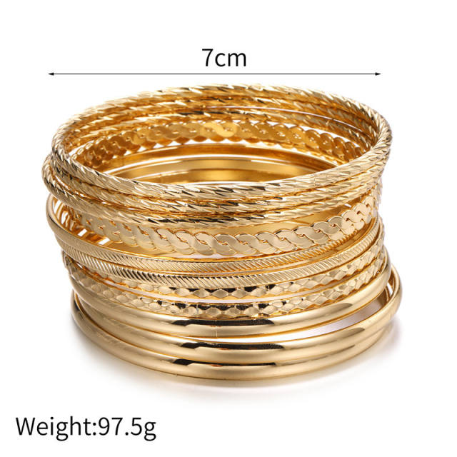 Multilayer alloy bangle bracelet