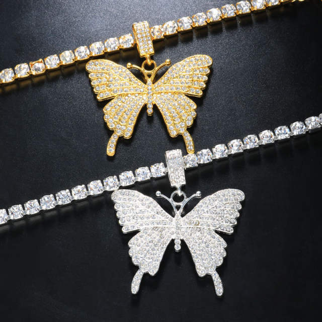Butterfly charm tennis chain anklet