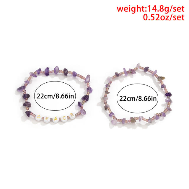 Seed beads letters anklet 2pcs set
