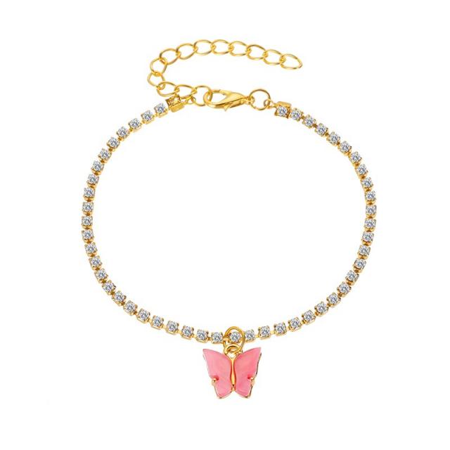 Butterfly Pendant tennis chain anklet