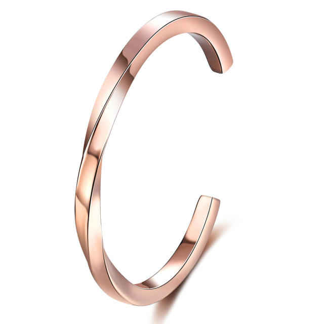C shape bent titanium steel bangle
