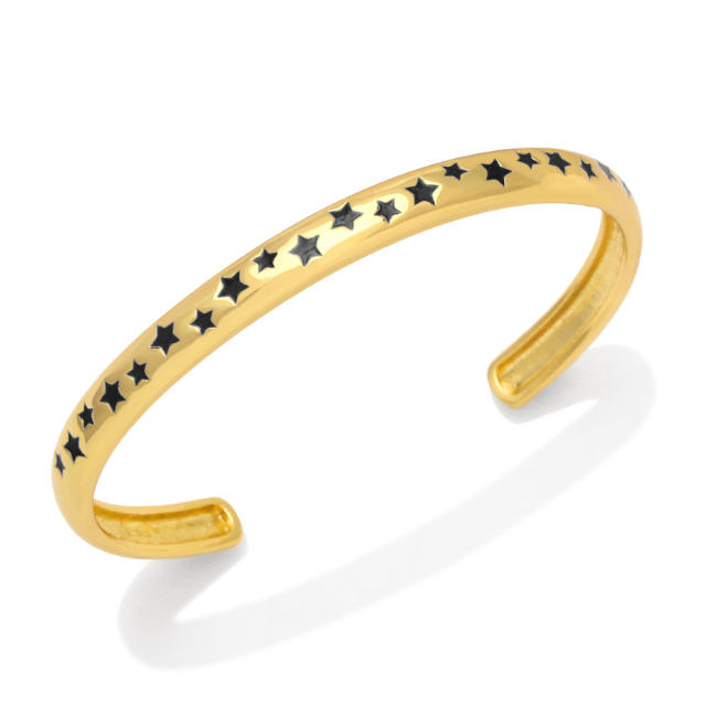 Enamel star colorful open bangle