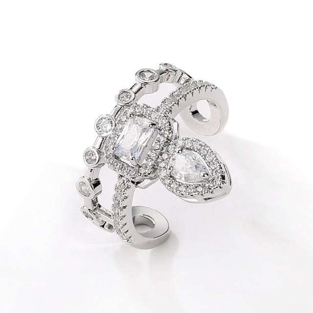Luxury cubic zircon setting openning rings bangles for wedding