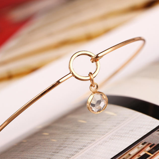 Crystal charm alloy bangle