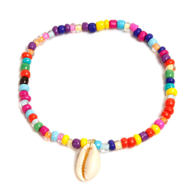 Shell seed beads anklet