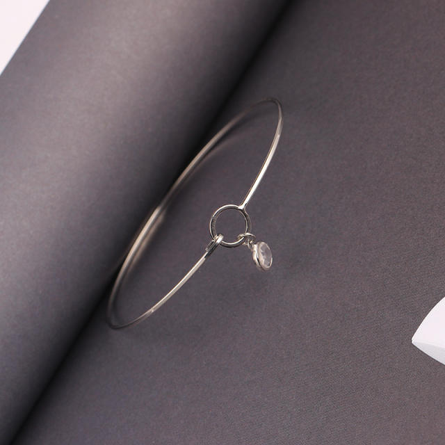 Crystal charm alloy bangle