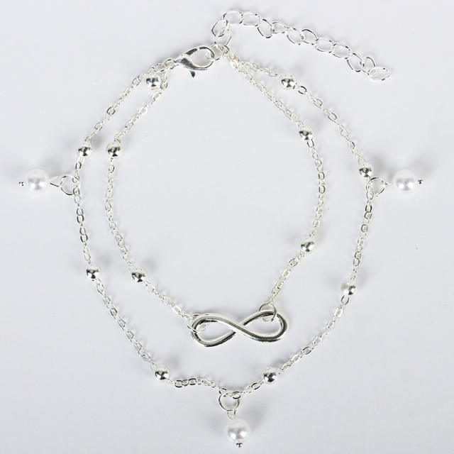 8 pendant double-layer chain anklet