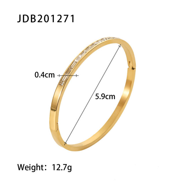 INS summer design cubic zircon stainless steel bangle