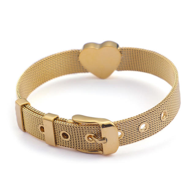 Heart mesh bangle bracelet