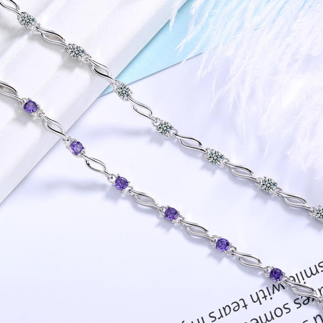 Sterling silver with gemstone chain bracelet