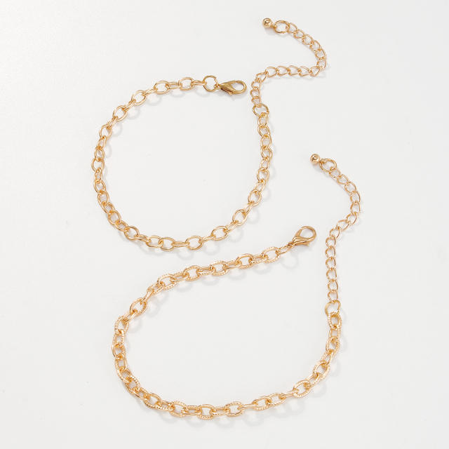 Link chain bracelet two pcs set