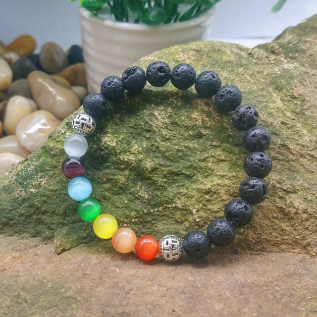 Opal lava turquoise beads bracelet