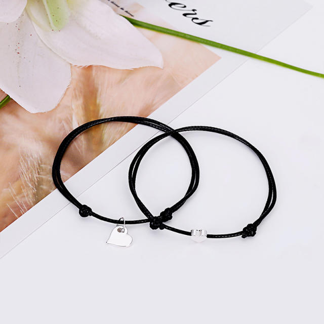 Heart wax string bracelets 2 pcs