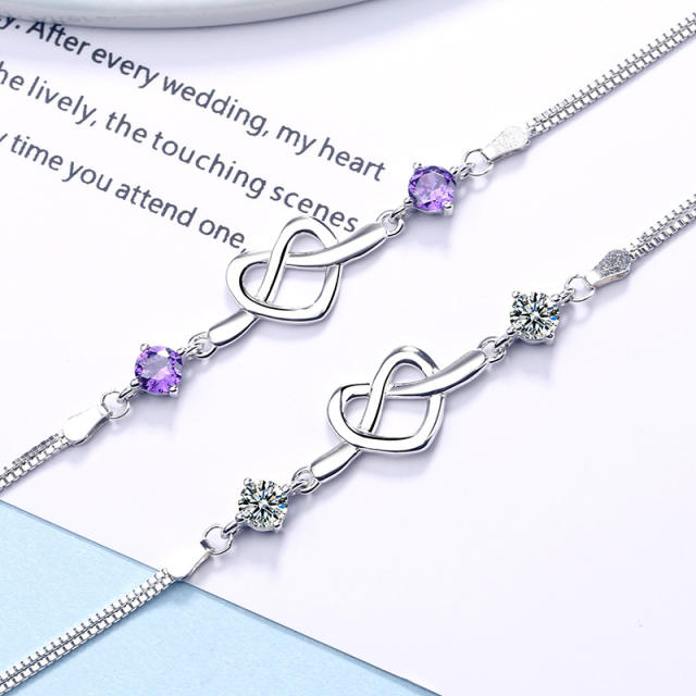 Sterling silver heart chain bracelet