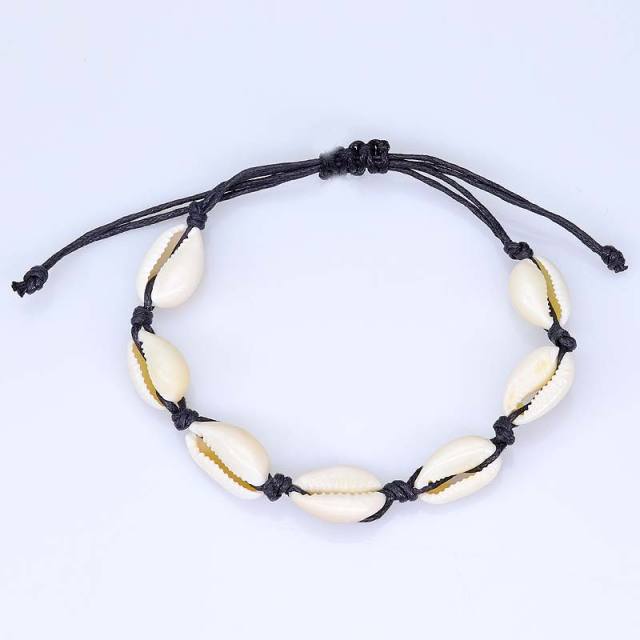 Shell string bracelet and necklace set