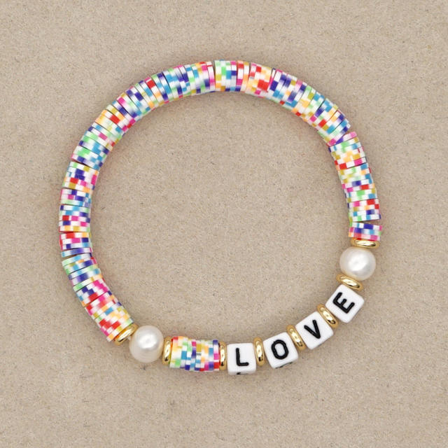 6 MM Heishi bead bracelet with letters