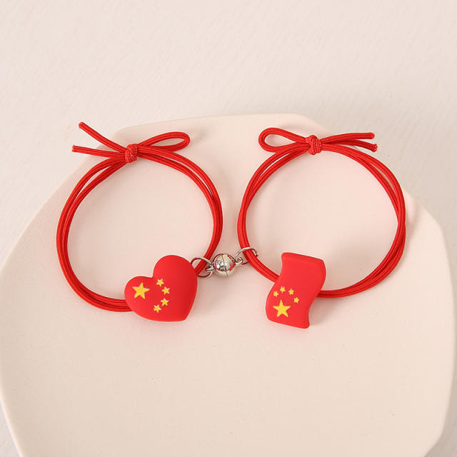 The five-starred red flag string magnetic bracelets