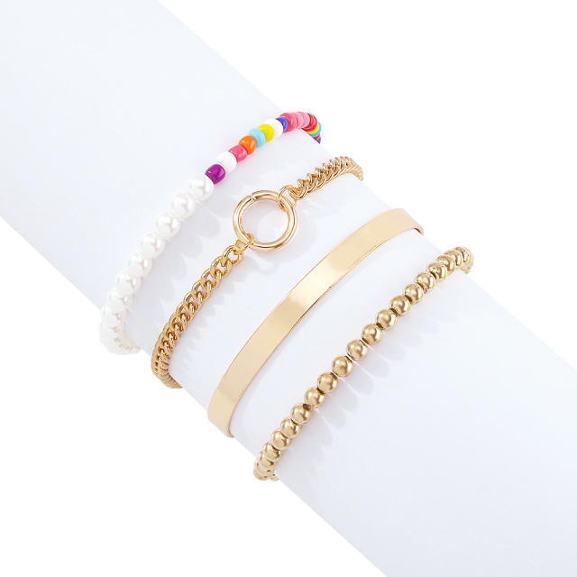 Seed bead chain bracelet set