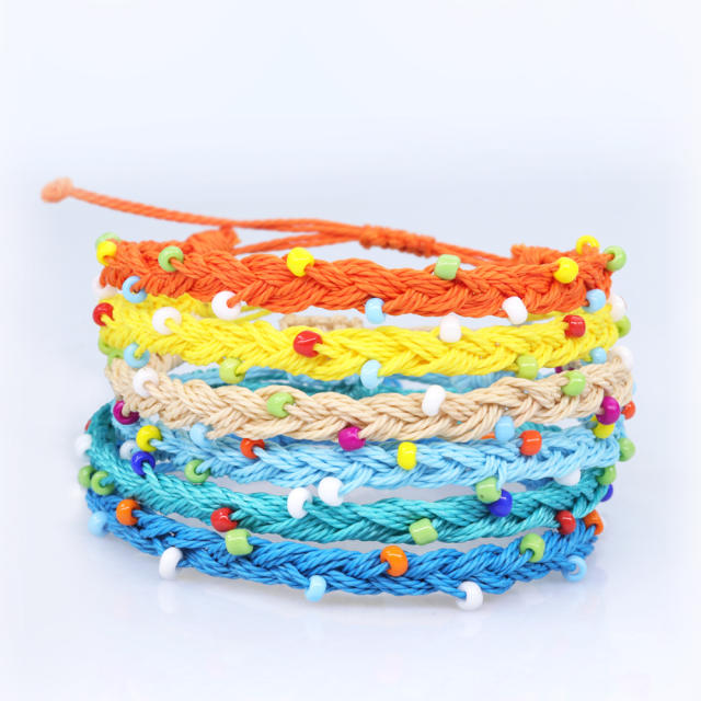 Braided wax string bracelet