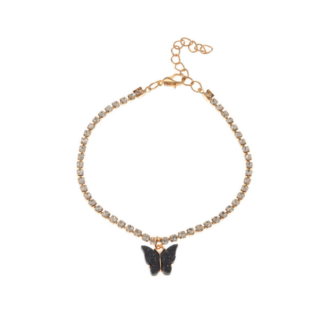 Beach tennis chain butterfly anklet