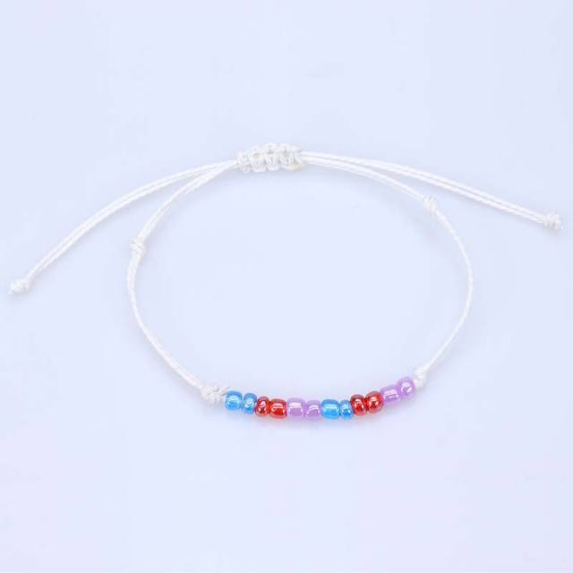 Seed bead wax string bracelet