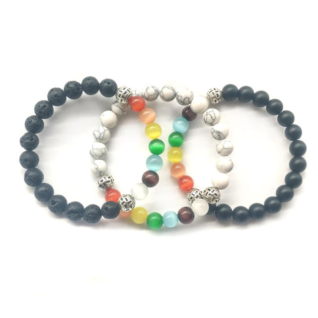 Opal lava turquoise beads bracelet