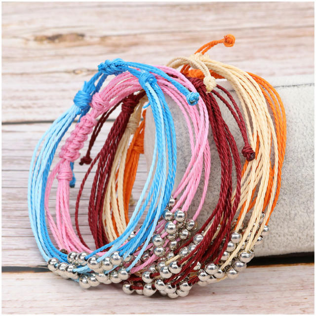 Multilayer wax string bracelet